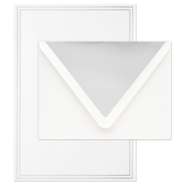 Hallmark Double Silver Border Stationery Set Box Of 20