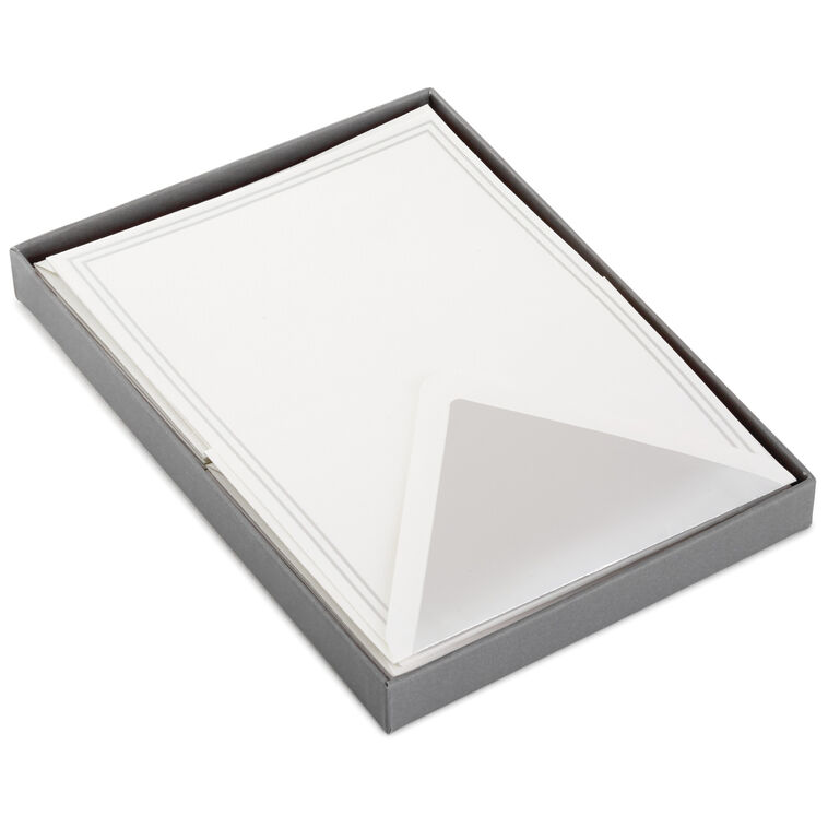 hallmark Double Silver Border Stationery Set Box of 20