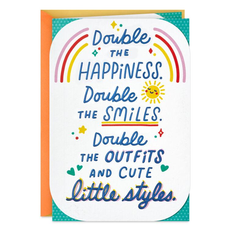 hallmark Double the Happiness Baby Shower Card for Twins
