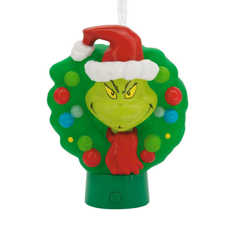 hallmark Dr. Seuss's How the Grinch Stole Christmas ™ Grinch in Wreath Hallmark Ornament With Light