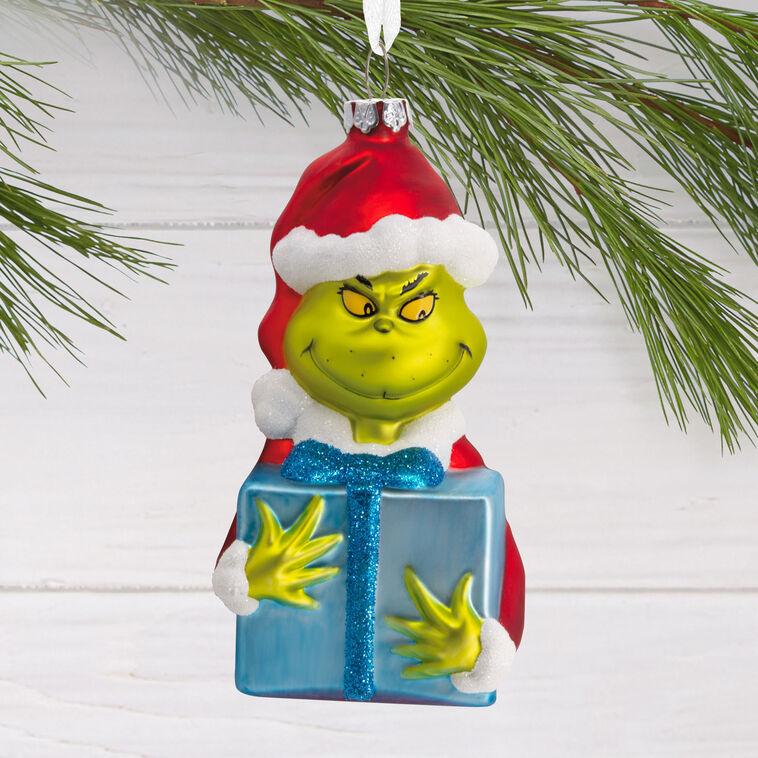 Hallmark Dr. Seuss's How The Grinch Stole Christmas ™ Grinch With Present Blown Glass Hallmark Ornament