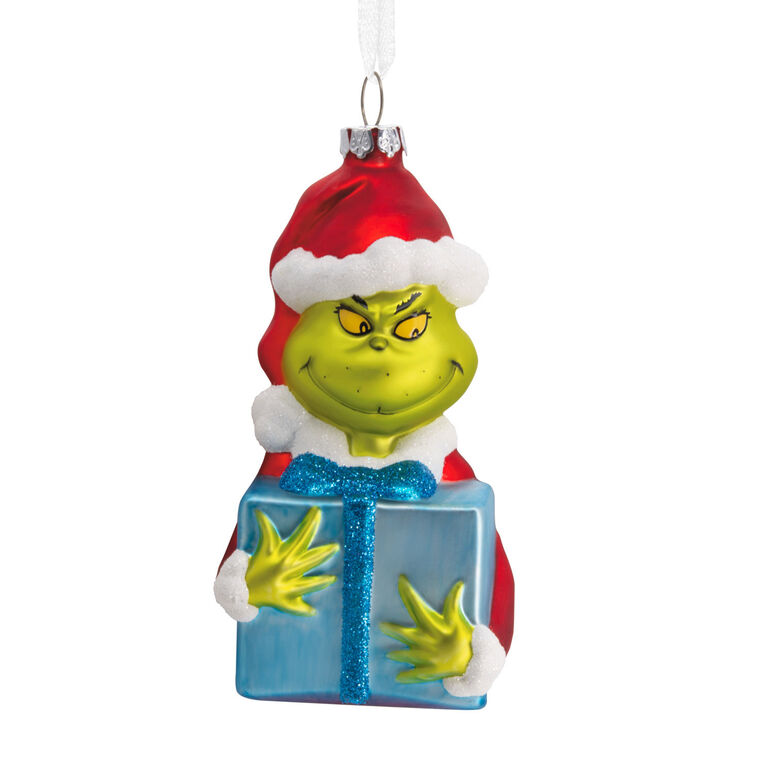 hallmark Dr. Seuss's How the Grinch Stole Christmas ™ Grinch With Present Blown Glass Hallmark Ornament