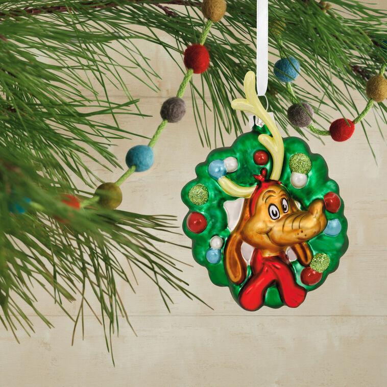 Hallmark Dr. Seuss's How The Grinch Stole Christmas ™ Max In Wreath Blown Glass Hallmark Ornament
