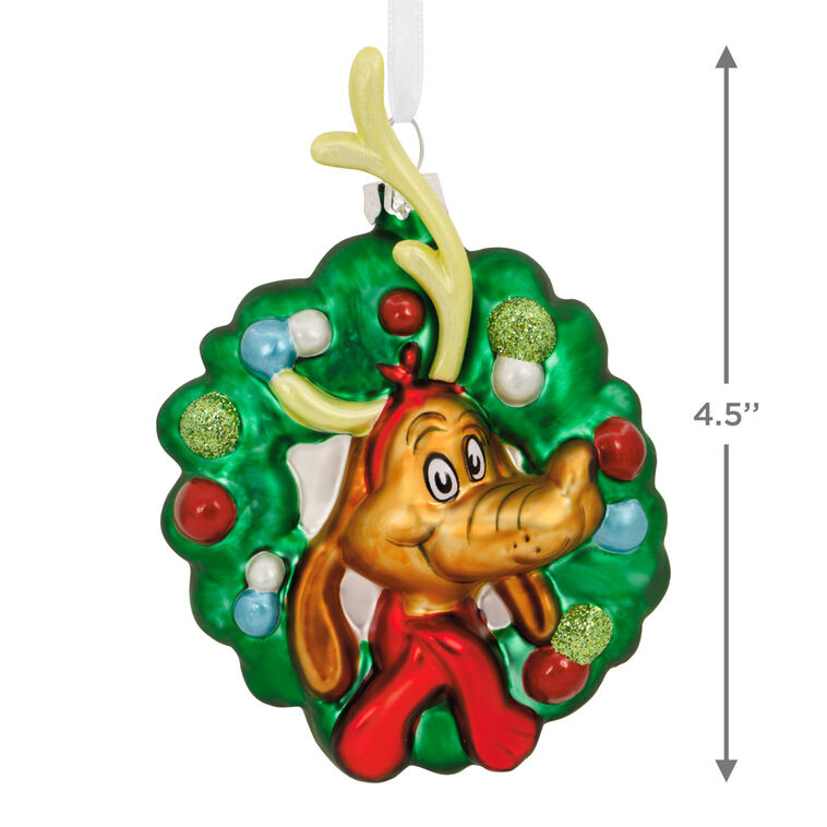 Hallmark Dr. Seuss's How The Grinch Stole Christmas ™ Max In Wreath Blown Glass Hallmark Ornament