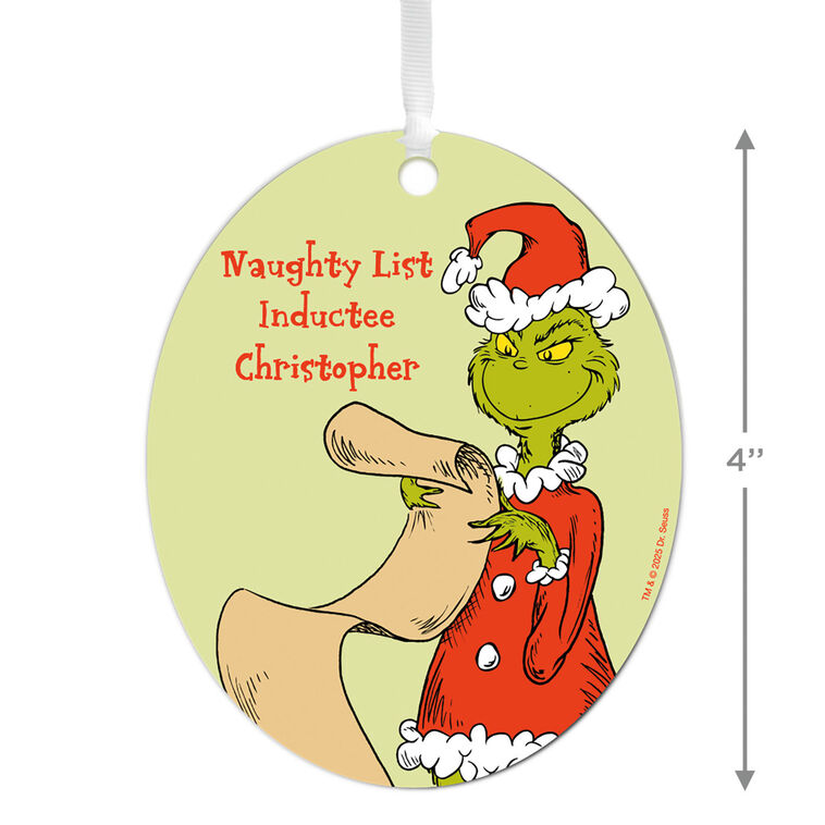 Hallmark Dr. Seuss's How The Grinch Stole Christmas ™ Naughty List Metal Personalized Ornament Custom Text
