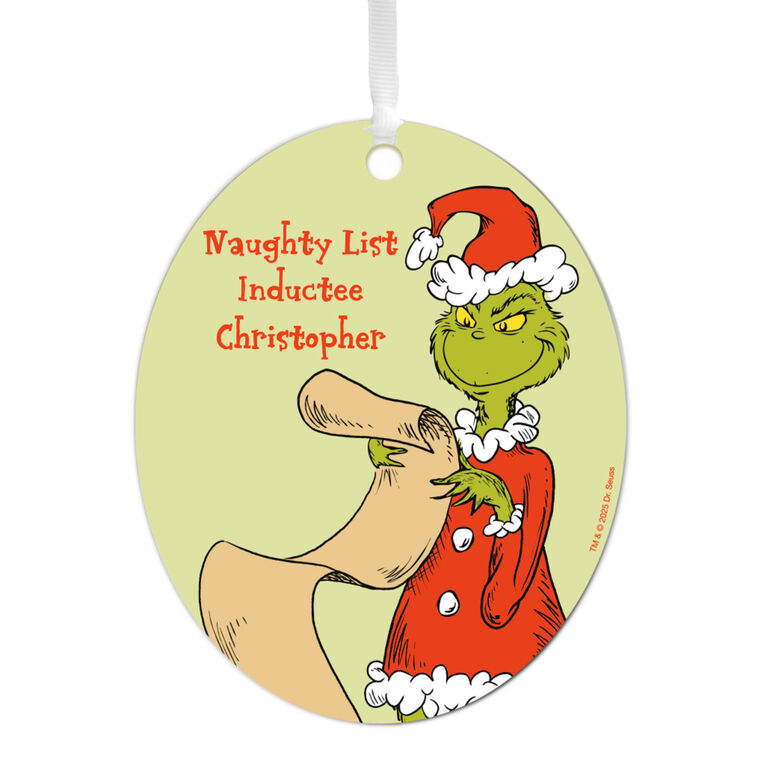 hallmark Dr. Seuss's How the Grinch Stole Christmas ™ Naughty List Metal Personalized Ornament Custom Text