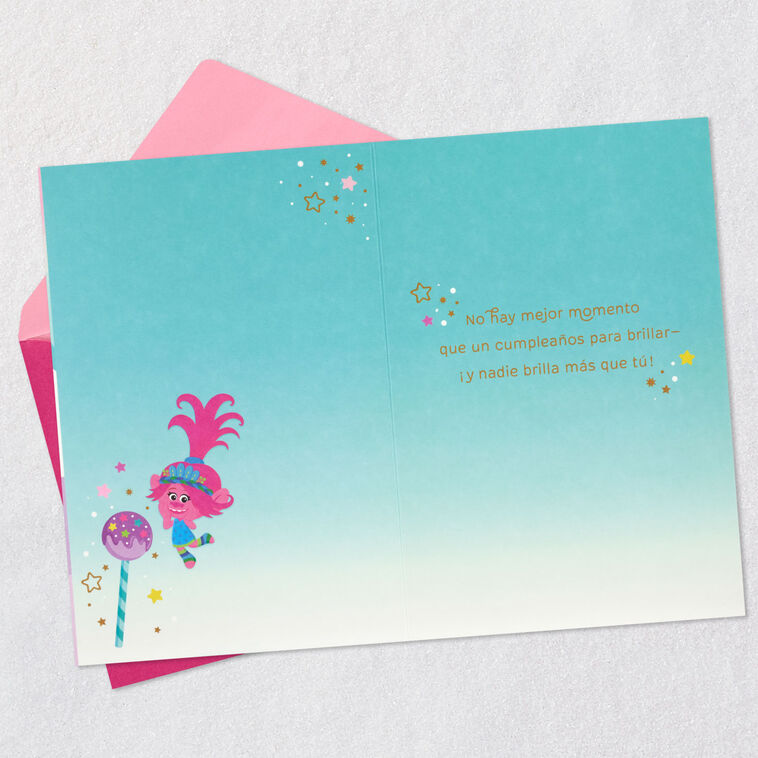 Hallmark DreamWorks Animation Trolls Time To Shine Spanish-Language 5th Birthday Card