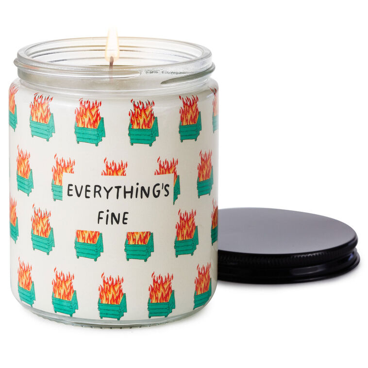 Hallmark Dumpster Fire Everything's Fine Scented Single-Wick Jar Candle 7 Oz