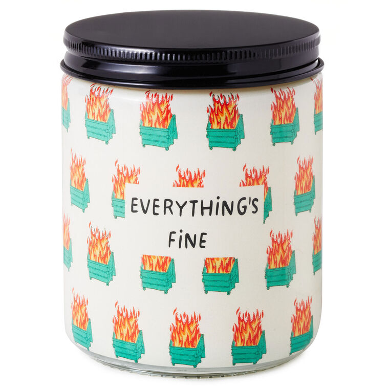hallmark Dumpster Fire Everything's Fine Scented Single-Wick Jar Candle 7 oz