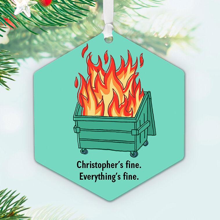 Hallmark Dumpster Fire Metal Personalized Ornament Custom Text