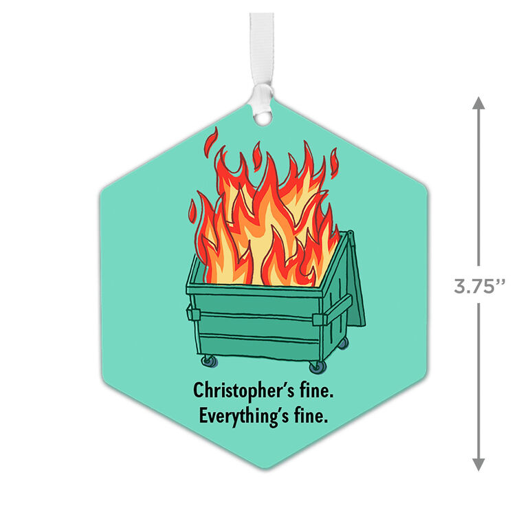 Hallmark Dumpster Fire Metal Personalized Ornament Custom Text