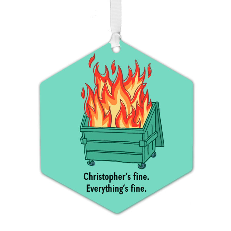 hallmark Dumpster Fire Metal Personalized Ornament Custom Text