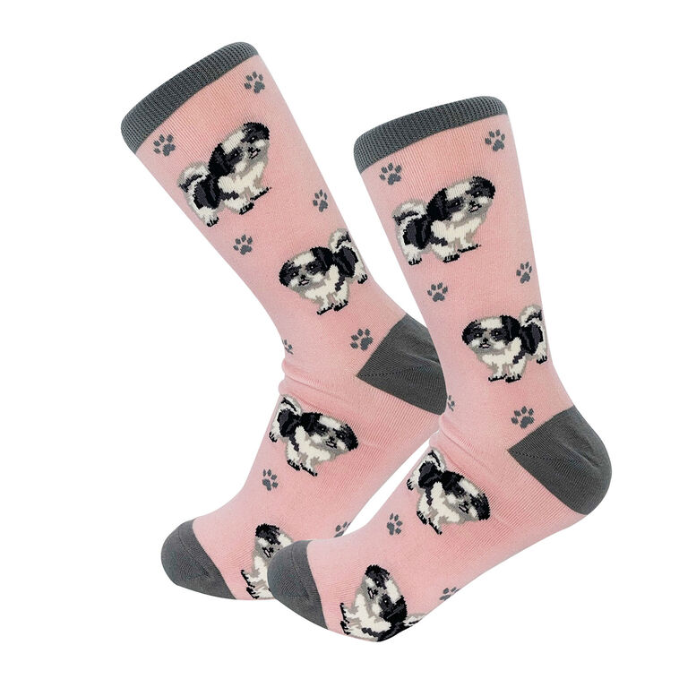 hallmark E&S Pets Black and White Shih Tzu Novelty Crew Socks