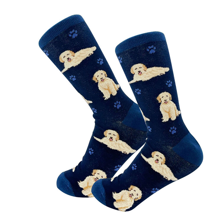 hallmark E&S Pets Goldendoodles on Blue Novelty Crew Socks