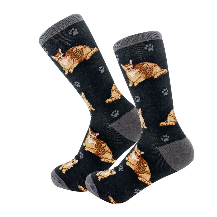 hallmark E&S Pets Orange Tabby Cat Novelty Crew Socks