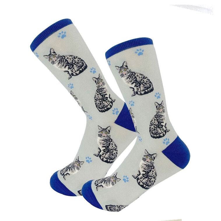 hallmark E&S Pets Silver Tabby Cat Novelty Crew Socks