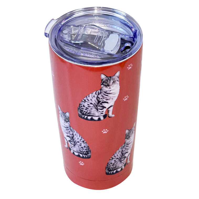 Hallmark E&S Pets Silver Tabby Cat Stainless Steel Tumbler 20 Oz