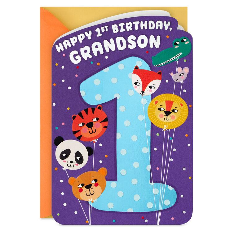 hallmark Easy to Love First Birthday Card for Grandson