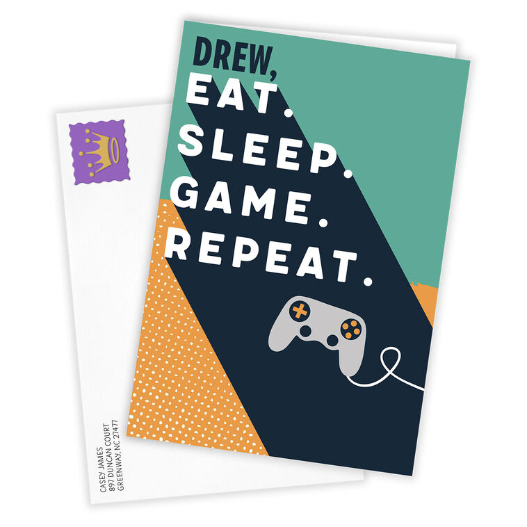 Hallmark Eat Sleep Game Repeat Custom Celebration Card