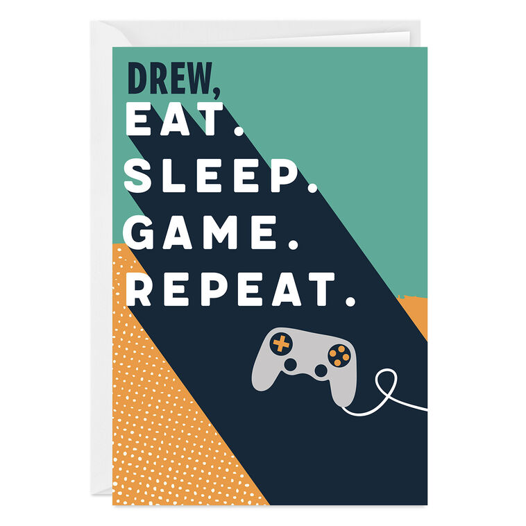 hallmark Eat Sleep Game Repeat Custom Celebration Card