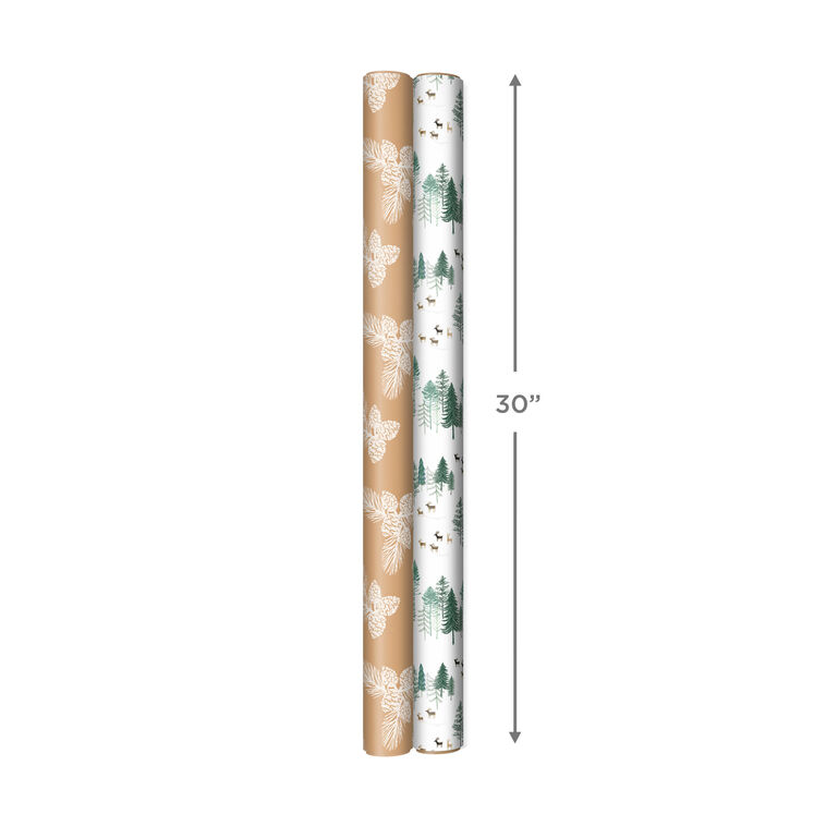 Hallmark Elegant Evergreens 2-Pack Holiday Wrapping Paper 150 Sq. Ft