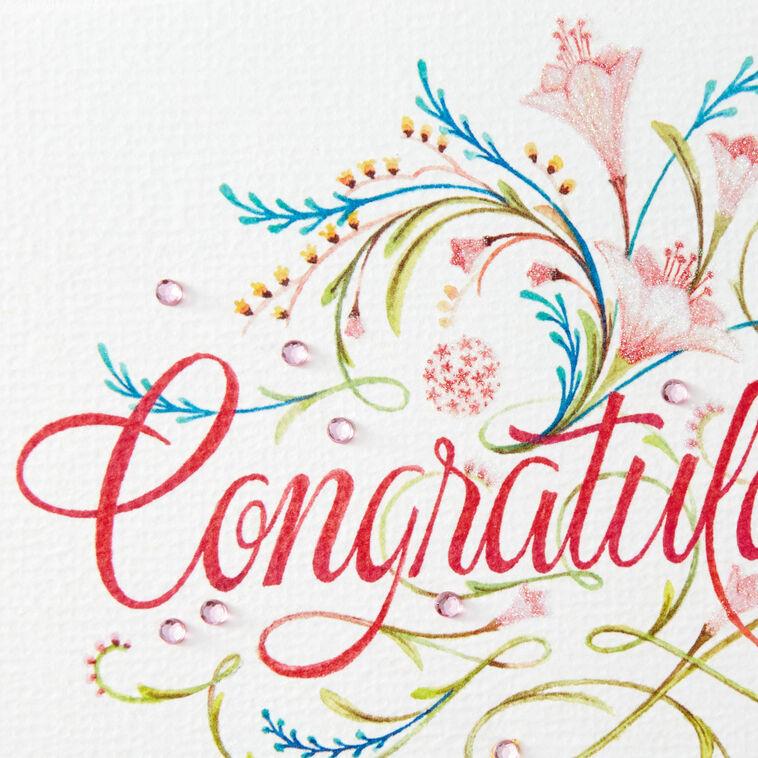 Hallmark Elegant Script And Flowers Blank Congratulations Card