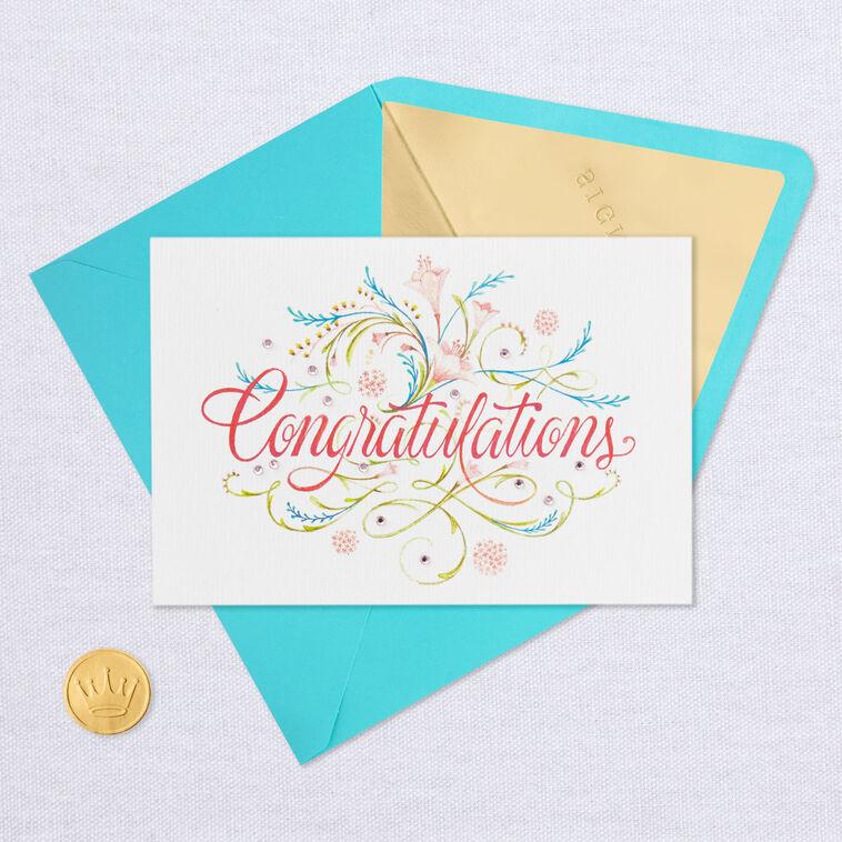 Hallmark Elegant Script And Flowers Blank Congratulations Card