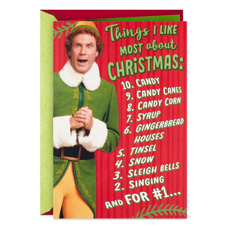 hallmark Elf Buddy the Elf™ Things I Like Most Musical Pop-Up Christmas Card