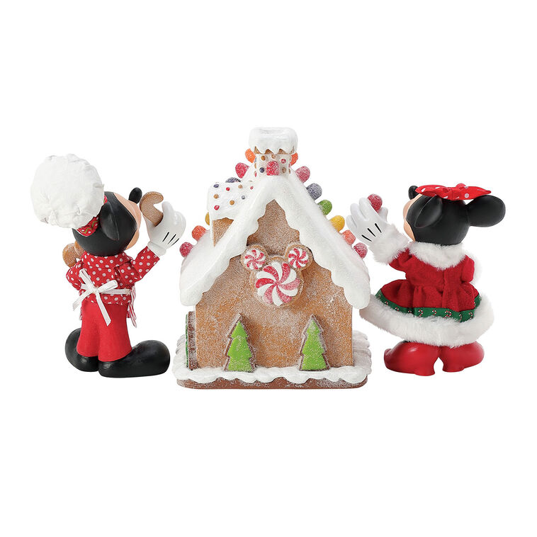 Hallmark Enesco Disney Mickey And Minnie's Gingerbread House Figurine 6"