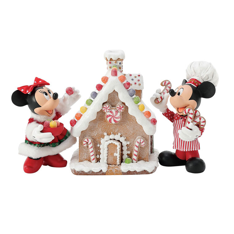 hallmark Enesco Disney Mickey and Minnie's Gingerbread House Figurine 6"