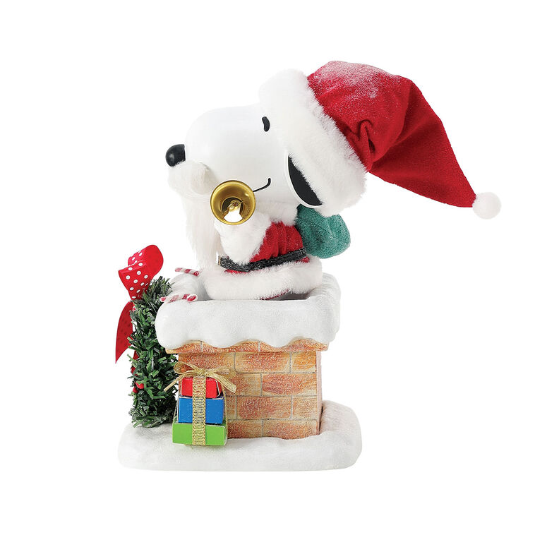 Hallmark Enesco Peanuts Santa Snoopy In Chimney Figurine 8"