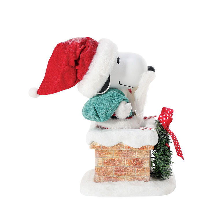Hallmark Enesco Peanuts Santa Snoopy In Chimney Figurine 8"