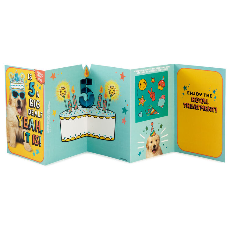 Hallmark Enjoy The Royal Treatment 5th Birthday Card With Crown And Stickers