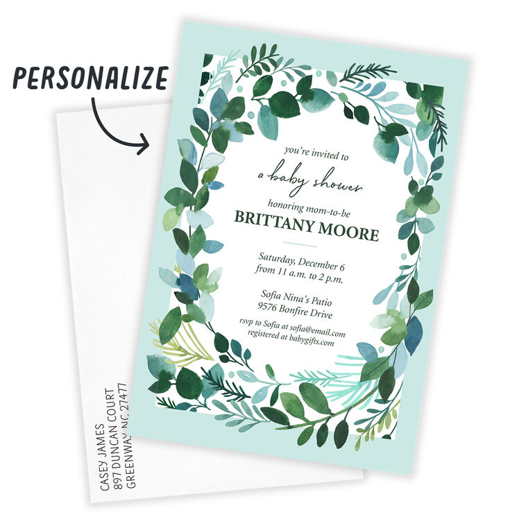 Hallmark Eucalyptus Wreath Flat Baby Shower Invitation
