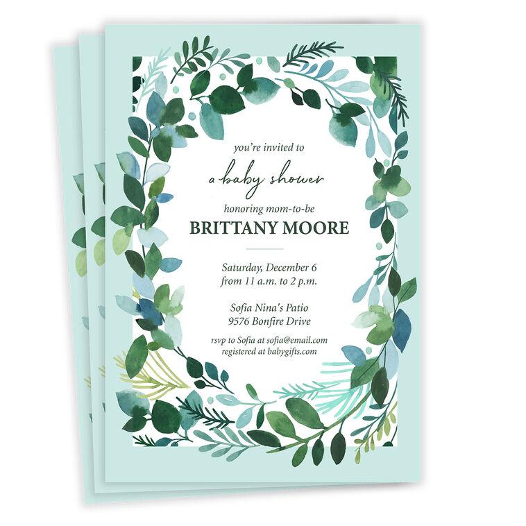 hallmark Eucalyptus Wreath Flat Baby Shower Invitation