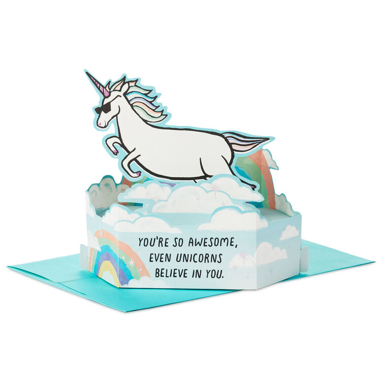 hallmark Even Unicorns Believe in You Funny Pop-Up Card