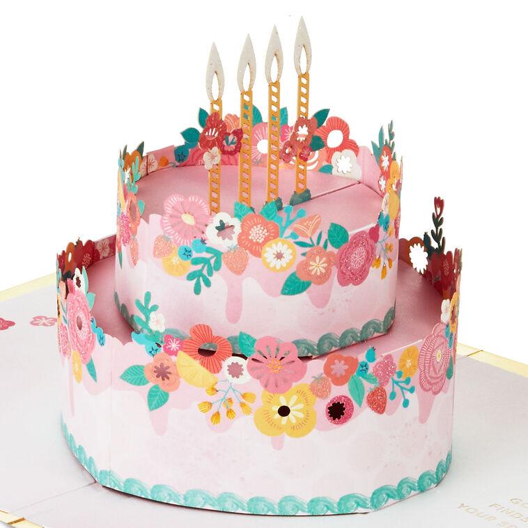 hallmark Every Good Thing Floral Cake 3D Pop-Up Birthday Card