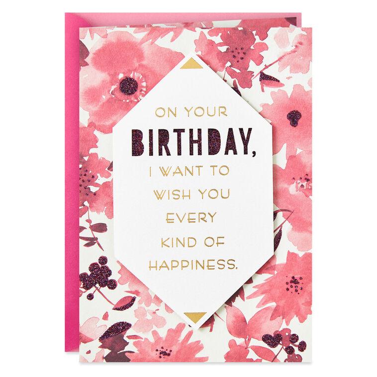 hallmark Every Kind of Happiness Pink Flowers Birthday Card