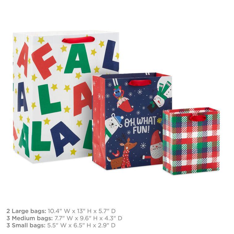 Hallmark Fa La La Fun 8-Pack Assorted Gift Bag Bundle