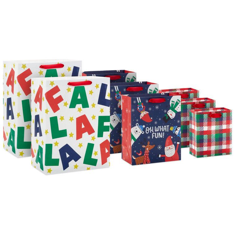 hallmark Fa La La Fun 8-Pack Assorted Gift Bag Bundle