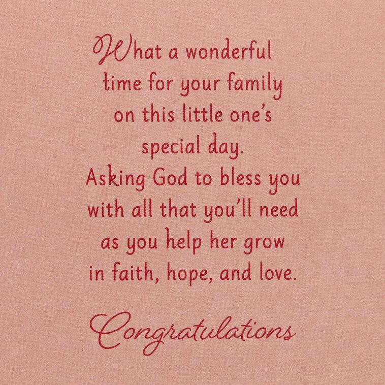 Hallmark Faith Hope And Love Religious Christening Card For Baby Girl