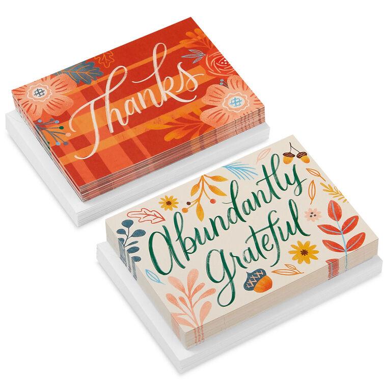 hallmark Fall Florals Assorted Blank Thank-You Note Cards Pack of 50