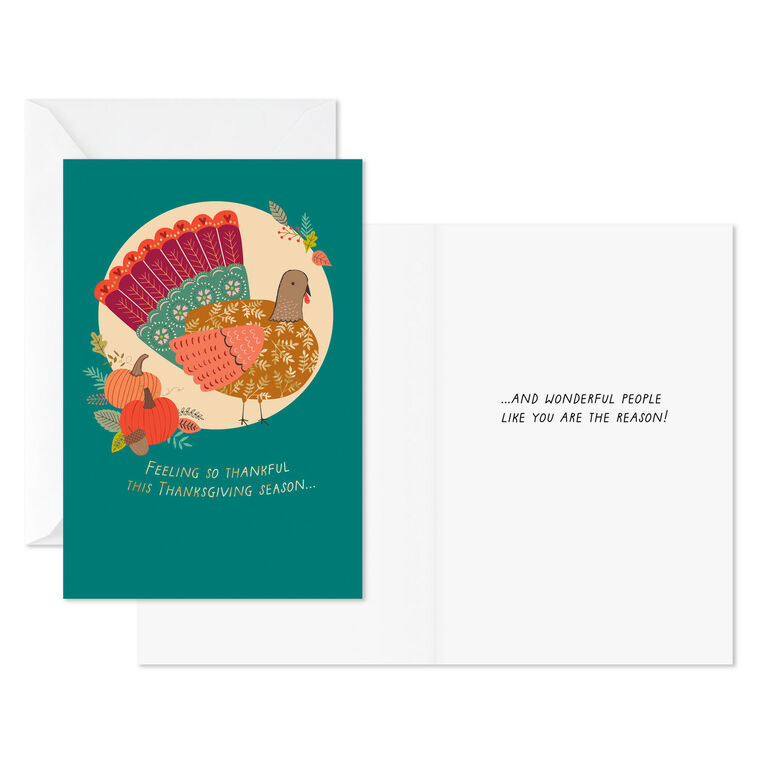Hallmark Feeling So Thankful Turkey Thanksgiving Cards Pack Of 6