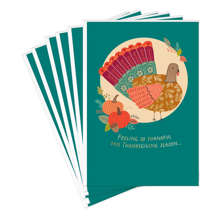 hallmark Feeling So Thankful Turkey Thanksgiving Cards Pack of 6