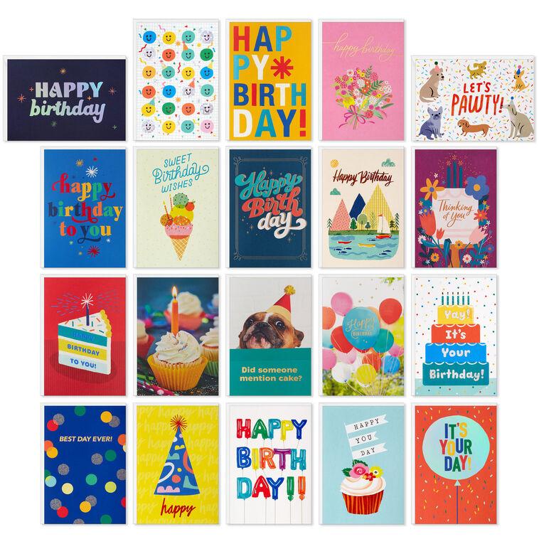 hallmark Festive and Fun Assorted Birthday Cards Pack of 20