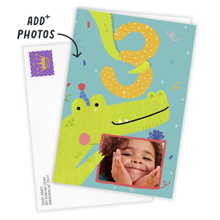 Hallmark Festive Crocodile Custom 3rd Birthday Card