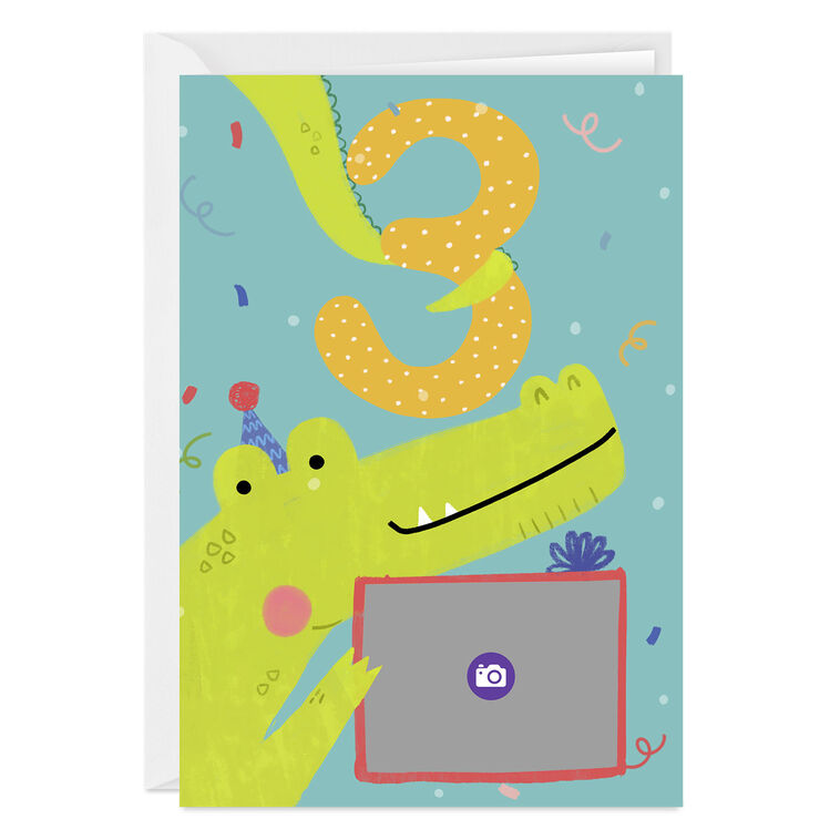 Hallmark Festive Crocodile Custom 3rd Birthday Card