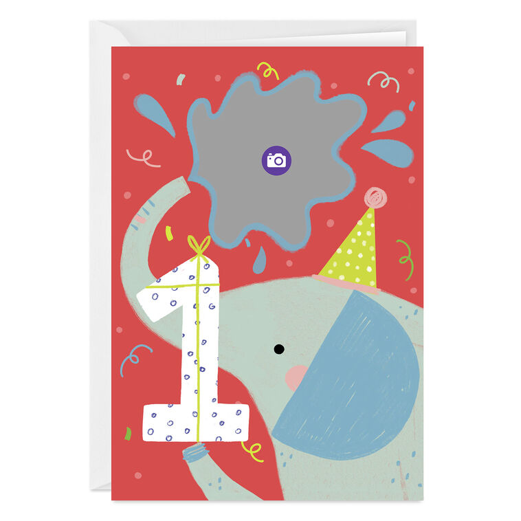 Hallmark Festive Elephant Custom First Birthday Card