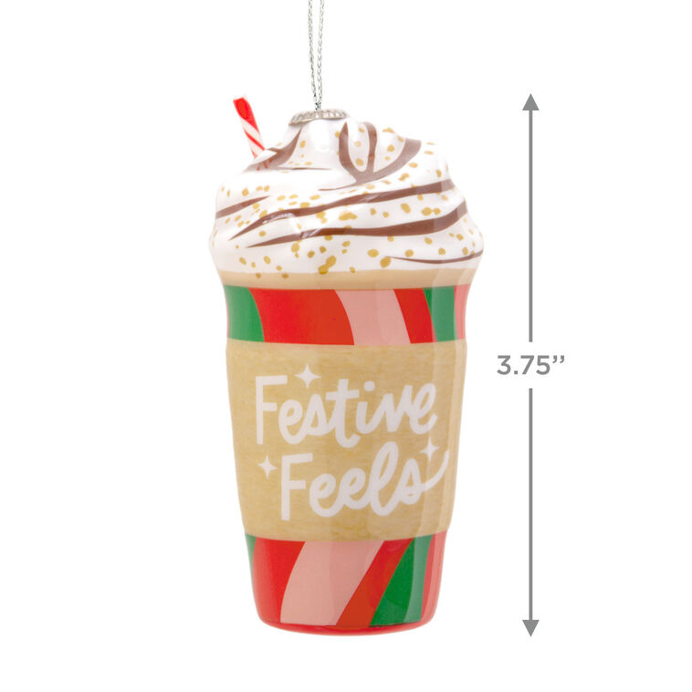 Hallmark Festive Feels Coffee Cup Shatterproof Hallmark Ornament