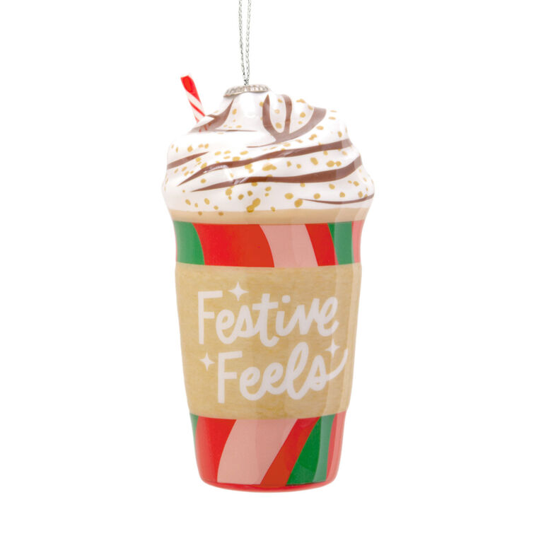 hallmark Festive Feels Coffee Cup Shatterproof Hallmark Ornament